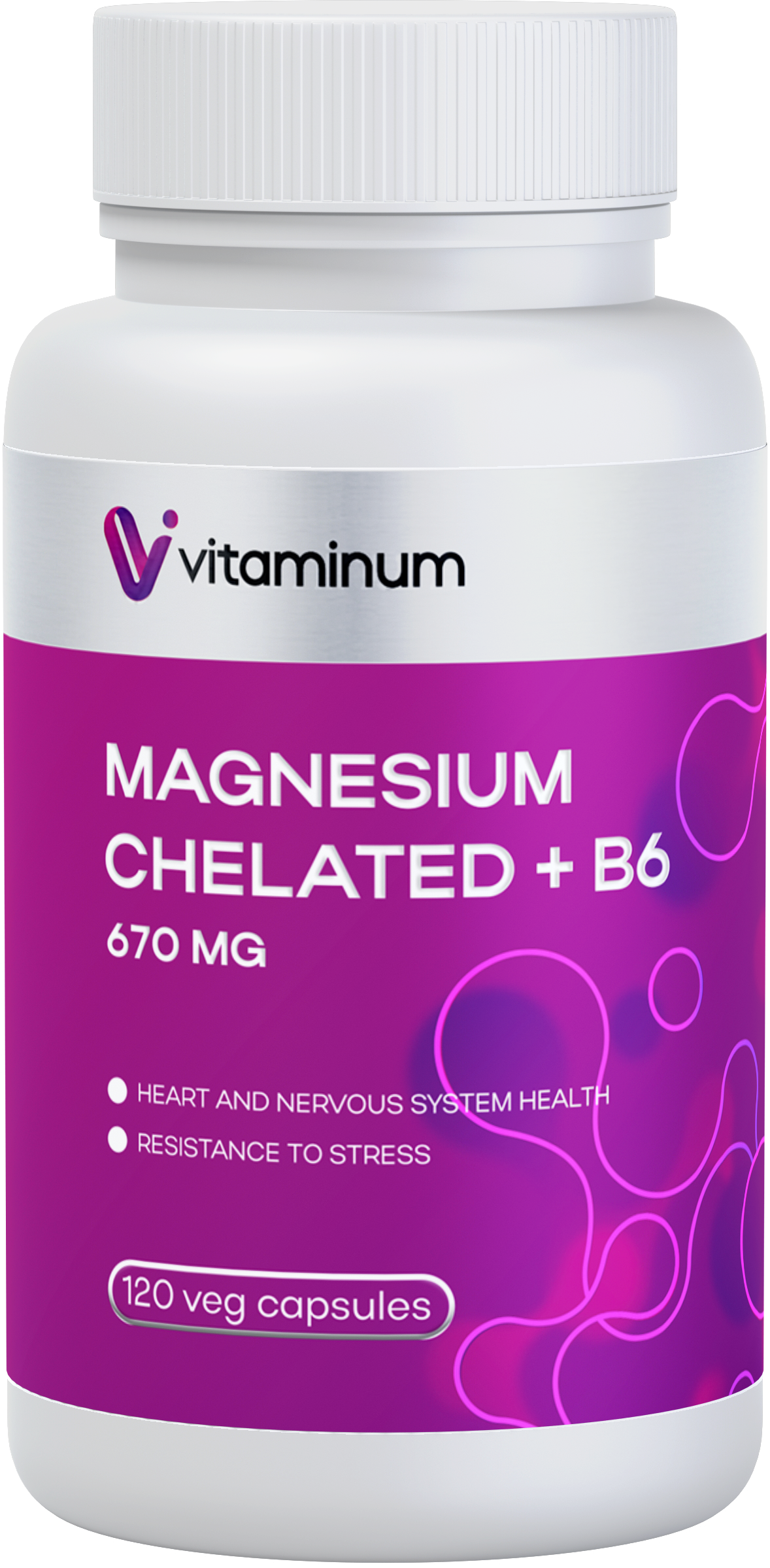  Vitaminum МАГНИЙ ХЕЛАТ + витамин В6 (670 MG) 120 капсул 800 мг  в Казани